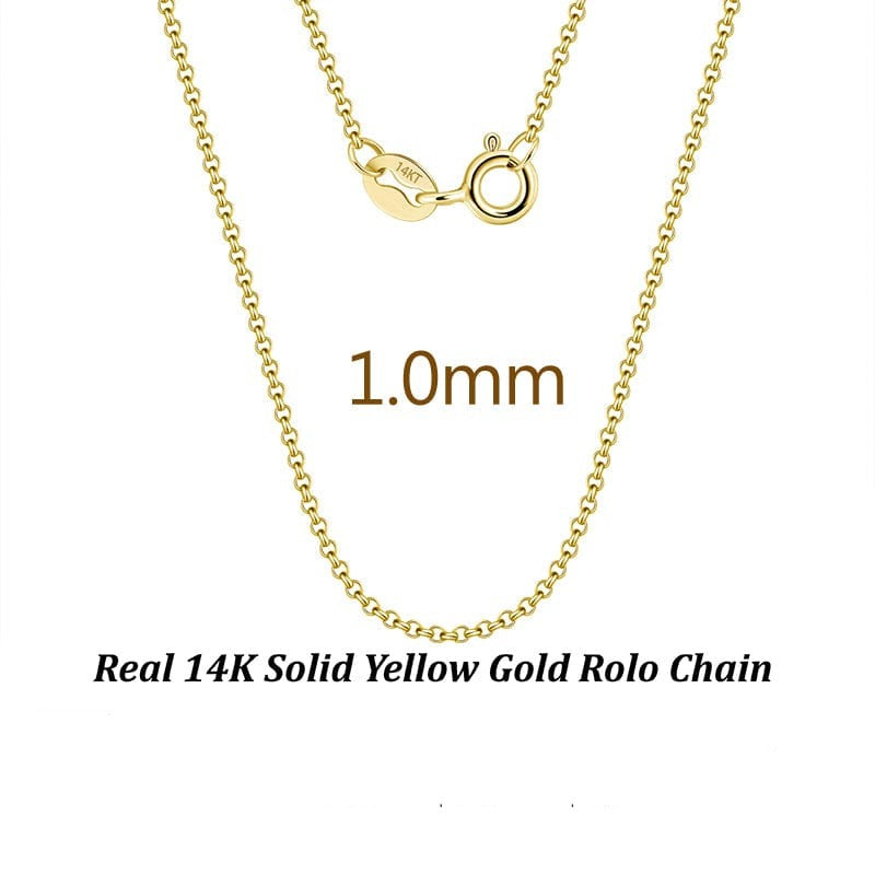 Solid Figaro Chain Necklace 14K Yellow Gold 16